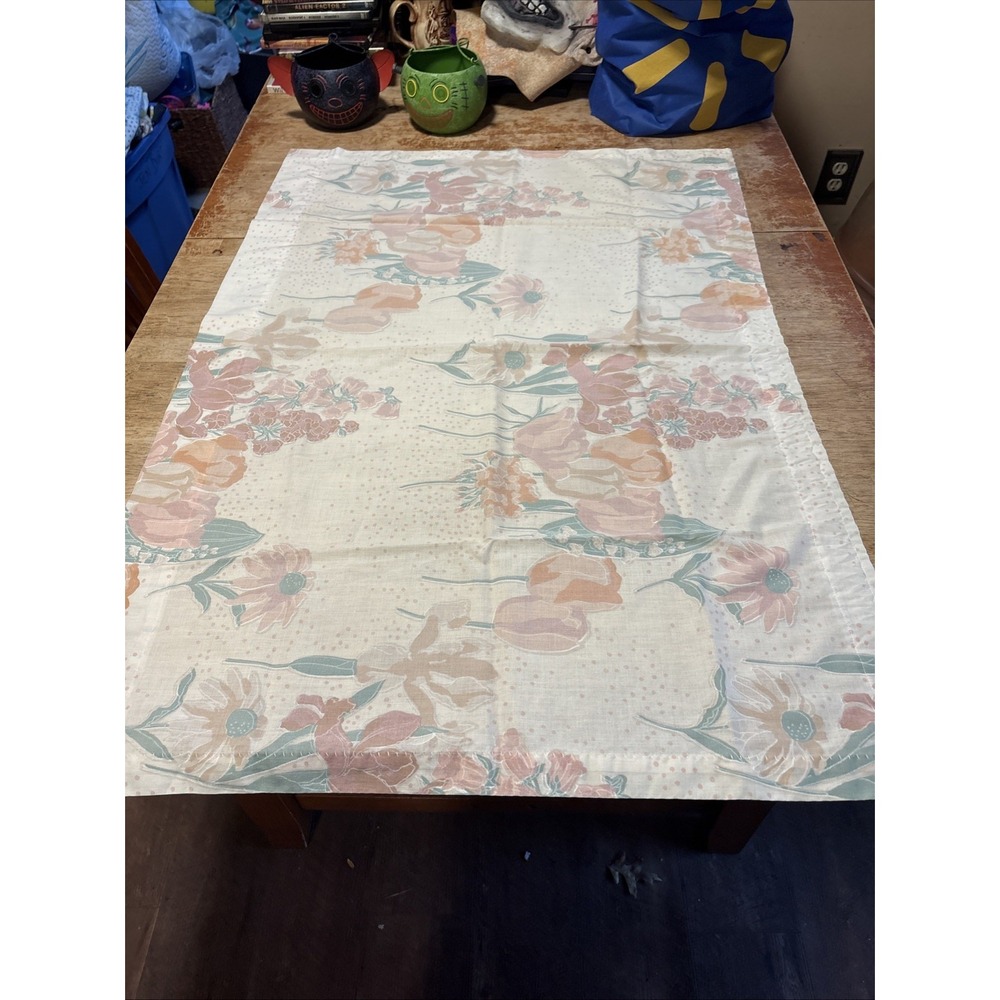 Vintage 1980s JP Stevens UTICA Floral Garden Botanical Peach Curtain Panel